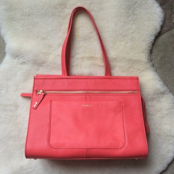 Isaac Mizrahi Handbags - Isaac Mizrahi Janna satchel coral hand bag, new “lizard”leather medium